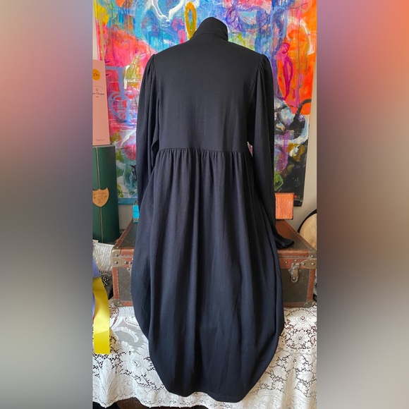 Sweet Vintage LAURA ASHLEY Black Wool Riding English Long Dress with pockets 🖤 - Picture 6 of 10
